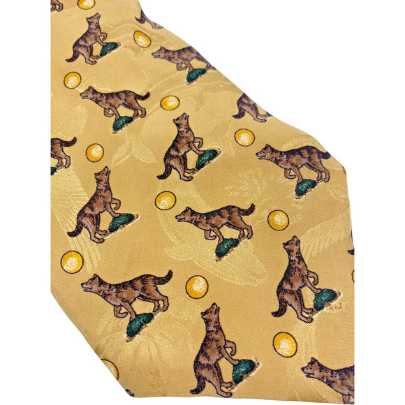 Endangered Species Tie Wolf Howling at the Moon Wildlife Zoologist Teacher - Picture 1 of 4